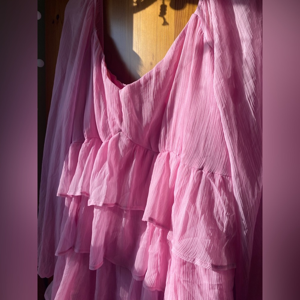 Hot Pink Abercrombie & Fitch Babydoll Ruffle Dress w/ Sweetheart Neckline - Picture 2 of 8